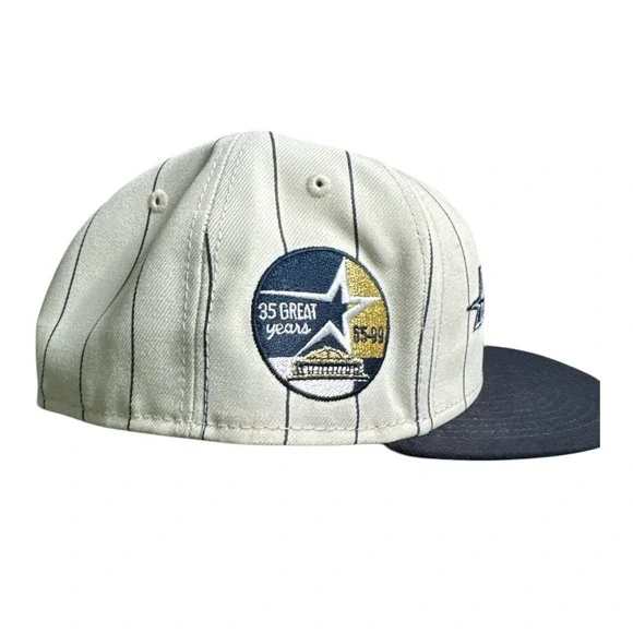 Houston Astros New Era 59Fifty Hat White Pinstripe Side Patch Cap | Size 8 - Picture 2 of 6